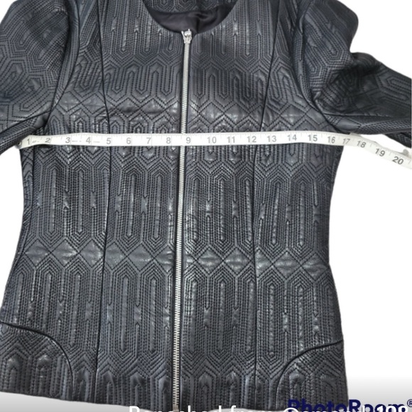 Uterqüe Black Quilted black sheep skin leather jacket size S - Picture 10 of 10